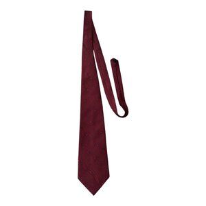 Kailong Handmade Silk Necktie Burgundy Red Abstract Wave Pattern